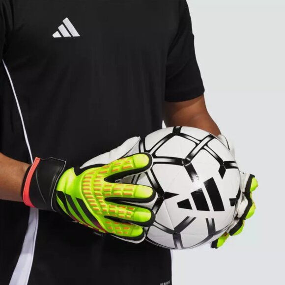 adidas Soccer Predator Match Fingersave Goalkeeper Goalie Gloves Yellow Red 12 - Picture 6 of 6